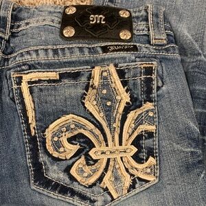 Miss Me Blue Jeans with Fleur-de-Lis Embroidery